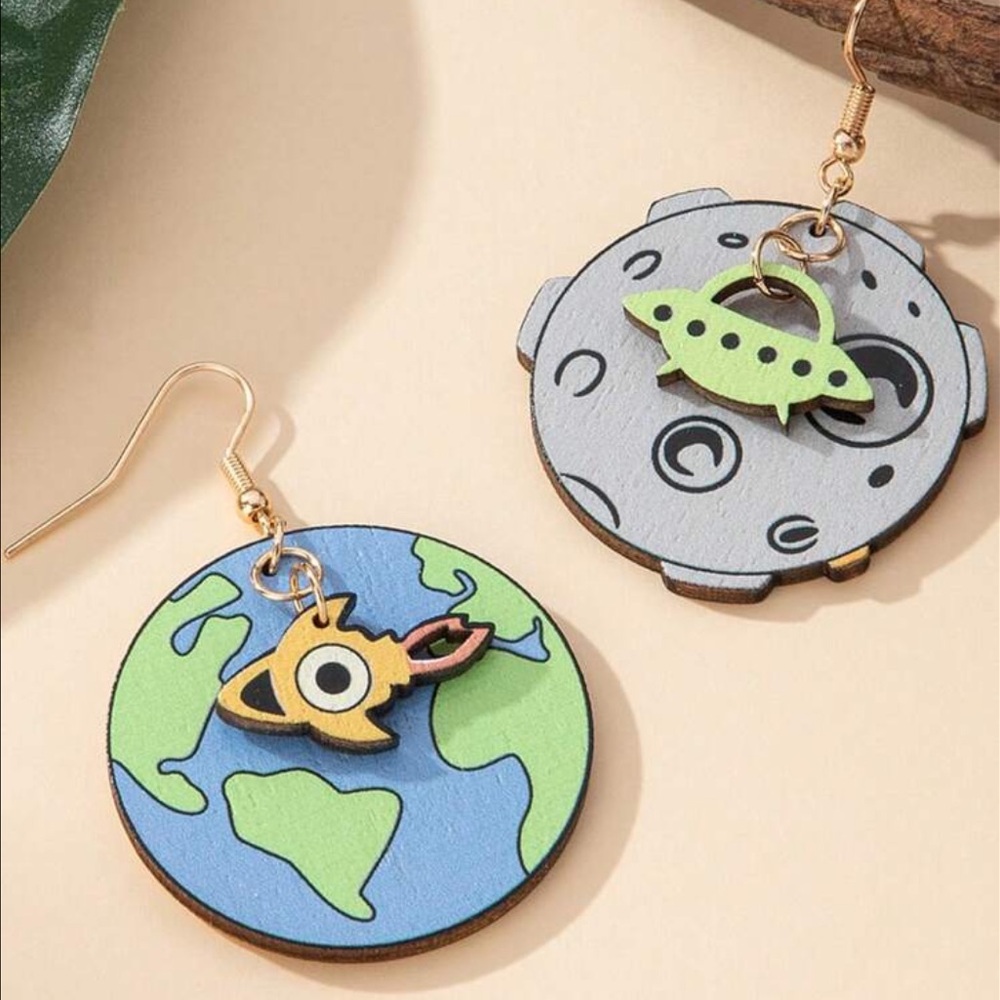 Alien Spaceship Earrings